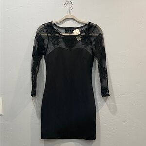 Forever 21 Black Mesh Long Sleeve Dress